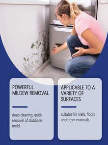 墙面除霉剂 - 浴室及卧室墙面清洁剂，防霉剂，去除霉斑，焕新墙面，深度除霉，持久防霉，不伤墙面，使用方便，渗透力强，快速直达霉菌根部，有效防止霉菌滋生，保持墙面良好状态，多场景适用，一瓶即可解决墙面、天花板、瓷砖缝隙的霉菌问题