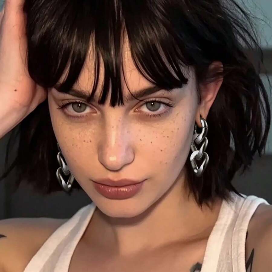 1件装 316L 不锈钢酷炫链条耳坠耳扩扩器男女通用身体耳环时尚饰品礼品 - 3 長 - 查看 1