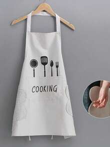 1 Durable Kitchen And Home Cooking Waterproof, Oil Resistant And Stain Proof Apron - Waterproof, Oil Resistant, With Pockets - Neutral Kitchen Suit, Providing Fashionable Protection For Cooking Enthusiasts