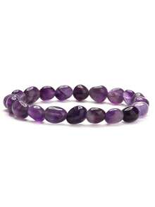 Asymmetrical Shaped Amethyst, Jade, Agate Beaded Bracelet - Bracelet - View 13
