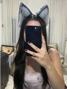 Băng đô tai thú giả lông thú trang trí lễ Phục Sinh, phụ kiện trang phục dễ thương, kẹp tóc hình người sói/sói đơn độc. - Nhiều màu - Xem 9