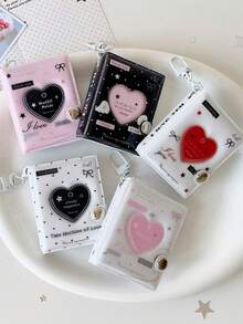 1pc Minimalist 2-Inch Large Head Photo Album Girl Fan Idol Hollow Heart ID Photo Card Holder Keychain Pendant - Multicolor - View 5