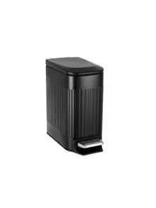 Small Black Bathroom Trash Can With Lid Soft Close, 6 Liter / 1.6 Gallon, Stainless Steel Garbage Can With Removable Inner Bucket, Step Pedal, Slim Wastebasket For Toilet, Office, Bedroom - 黑色 - 查看 9