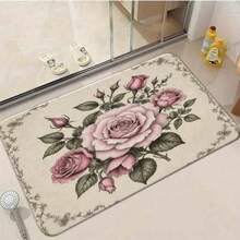 1pc/3pcs,Vintage Floral Design Welcome Mat - Elegant Rose Pattern Entryway Rug, Soft And Durable Indoor/Outdoor Doormat - Ideal For Home Decor, Perfect Gift For Garden Lovers And Flower EnthusiastsSoft, Comfortable And Easy To Clean, Suitable For Hallway Bathroom, Bedroom, Kitchen, Porch, Laundry Room, RV Outdoor Decoration Holiday Decoration Three Sizes Available Halloween Door Decor Fall Decorations For Home>Kitchen - 黑色 - 查看 7