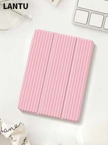 Stylish Pink Striped Design Flat Protective Case, Compatible With IPad 10.2", IPad (A16) 11", 11th Gen 2025 IPad 9th/10th, IPad Air 4th 10.9", Galaxy Tab S6 Lite 10.4", /, Anti-Drop, Pen Slot, Sleep/Wake Support, Romantic Gift - 粉紅色的 - 查看 3