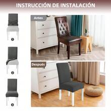 6 Pzas cubiertas de silla resistentes a salpicaduras en unicolor,Elástica Protectora De Silla Comedor Removible.cubierta moderna para silla de comedor de poliéster elástico, La cubierta de la silla es adecuada para la mayoría de las sillas, y la tela de alta elasticidad puede adaptarse a su silla muy bien y hacer que su silla se vea más fresca.  La cubierta de la silla de comedor puede transformar su vieja silla en una nueva, actualizar su decoración interior, extender la vida útil de la silla y ahorrar su dinero. Las fundas decorativas para sillas se pueden utilizar en salones, banquetes de boda, hoteles, conferencias, celebraciones, ceremonias, restaurantes, etc.todas las estaciones. - Gris oscuro - Ver 5