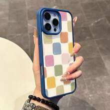 Chic Magnetic Case For IPhone11/12/13/14/15/16/Promax Colorful Square Pattern MagSafe Ready, Anti-Slip, Ultra Thin |   Aesthetic Touch For Daily Use KAWE - Hồng - Xem 2