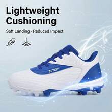 ZIITOP  Baseball Cleats Mens Softball Cleat Turf Shoes For Men - White and Blue - View 5