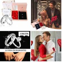 Conjunto de Regalo Rosa Eterna para de  con Flor Eterna,Anillo de Diamantes de Hombre,Regalos Romntico para Bodas,Pap,Pareja,Cumpleaos,Aniversario,San Valentn,Navidad