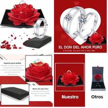 Conjunto de Regalo Rosa Eterna para de  con Flor Eterna,Anillo de Diamantes de Hombre,Regalos Romntico para Bodas,Pap,Pareja,Cumpleaos,Aniversario,San Valentn,Navidad