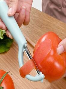 1pc Stainless Steel Apple Peeler, P-Shaped Potato Peeler, Vegetable & Fruit Multi-Function Peeler Kitchen Tool - Multicolor - View 4