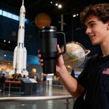 STANLEYO 40oz Sleek Matte Black Insulated Tumbler – Double-Wall Stainless Steel Cup With Handle, Textured Grip, Leak-Proof Reusable For Coffee, Tea & Daily Use | Ideal Holiday Gift For Family, Friends. - 黑色 - 查看 7