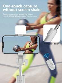 Bluetooth Selfie Stick Tripod With LED Fill Light & Remote, Extendable Phone Tripod Stand For Live Streaming, Vlog, Travel & Photography - White - View 7
