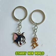 2pcs Cat And Mouse Keychain, Niche Japanese Style Couple/Best Friend Keyring, Tom And Jerry Keychain - Multicolor - View 13