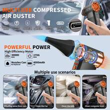 300,000RPM Turbo Fan High Power Jet Air Blower, Variable Speed Knob, Suitable For Dusting Computers, Cars And More, Rechargeable 8000mAh Battery