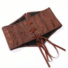 1pc Women's Short Jacquard Waist Cincher, Overbust Corset Bustier For Party And Daily Wear - Coffee Brown - View 6