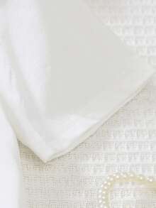 Set de 2 piezas de blusa con corbata de moño con estampado de leopardo y pantalones anchos casuales para niñas preadolescentes, primavera/verano - Blanco - Ver 4