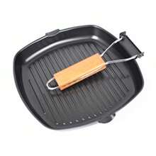 Cooking Frying Pan Non Stick Compact Folding Handle Outdoor Carp Fishing Camping - Black - View 7