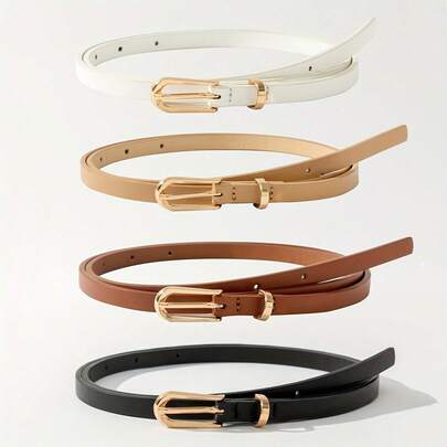 4件套优雅简约金色纽扣装饰腰带，适合搭配女士连衣裙，修身百搭，ins风