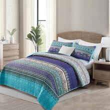WONGS BEDDING Boho Quilt Twin Full Queen King Size, 3 Pieces Purple Blue Bohemian Light Weight Microfiber Bed Decor Bedspread for All Season - Azul púrpura - Ver 2