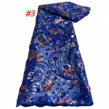 Țesătură de dantelă nigeriană franceză cu paiete, brodată de înaltă calitate, potrivită pentru rochii de mireasă, rochii de mireasă, material de cusut - Multicolor - Vizualizare 4