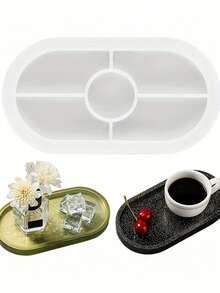 1个DIY椭圆形托盘树脂模具创意首饰制作模具盘子托盘模具办公家用树脂环氧树脂硅胶模具DIY工艺工具用品