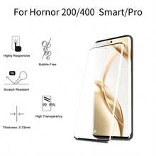 适用于荣耀Magic 7 Pro 5G/Magic 7 Lite/Magic 7/Magic 8 Pro/Magic V3/Magic V5/荣耀200/200Pro的2+2片高清钢化玻璃屏幕保护膜和摄像头镜头保护膜，曲面全覆盖，无气泡，晶莹剔透，专为荣耀Magic系列设计 - 無色 - 查看 9