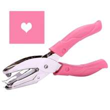 1 Pack 63 Inch Length 1_4 Inch Diameter Of Heart Shape Hole Handheld Single Paper Hole Punch, Puncher With Pink Soft Thick Leather Cover(Heart 1_4 Inch) - White - View 1