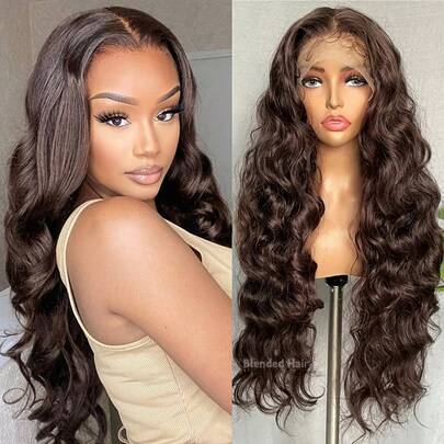 13x4 Transparent Lace Front Hand Weaves Wigs For Women 8-34 Inch Brazilian Remy Body Wave Glueless Wig Lace Closure Wig 200% Density Transparent HD 13x4 Lace Frontal Blended Human Blended Hair With Fiber Wigs Ear To Ear Lace Front Free Parting Wigs Brown Colored Wig 8-14inch Bob Wig