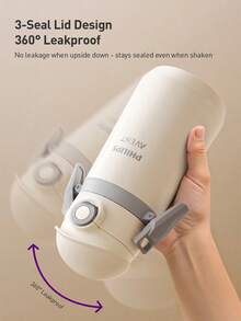 Philips Avent 16.9oz Stainless Steel Kids Water Bottle With Straw, 6-Layer Insulation, 360° Leak-Proof, 59-Inch Shoulder Strap, Suitable For Home And School Use