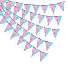 1件/2件/3件装猜宝宝性别；蓝粉相间的三角旗，儿童派对装饰；为儿童房增添气氛 - 彩色 - 查看 9