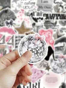 50pcs Silver Lucky Girl Graffiti Stickers, Waterproof Vinyl Decals Skateboard Guitar Laptop Luggage, Scrapbook & Daily Decor - Nhiều màu - Xem 8