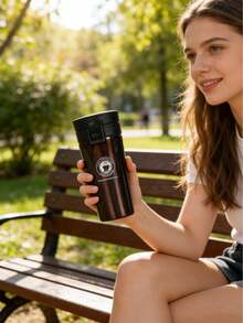 1pc Efficient Auto-Seal Insulated Coffee Tumbler With Bounce-Back Lid, Double-Wall Vacuum Sealed, Leak-Proof, Minimalist Design, Portable For Business & Multi-Scenarios - Multicolor - View 10