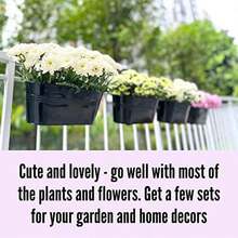 Balcony and exterior railing flower pots, small and cute hanging iron flower pots for metal fences, terrace railings, ideal for adding charm to outdoor spaces - Negro - - Ver 4