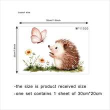 1张可爱刺猬装饰贴纸，清新风格，适用于客厅、卧室、书房、出租房装饰。 - 棕色 - 查看 6