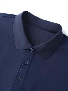 GRDR Men's Solid Color Polo Shirt, Casual Versatile Commuting Short Sleeve - Navy Blue - View 6