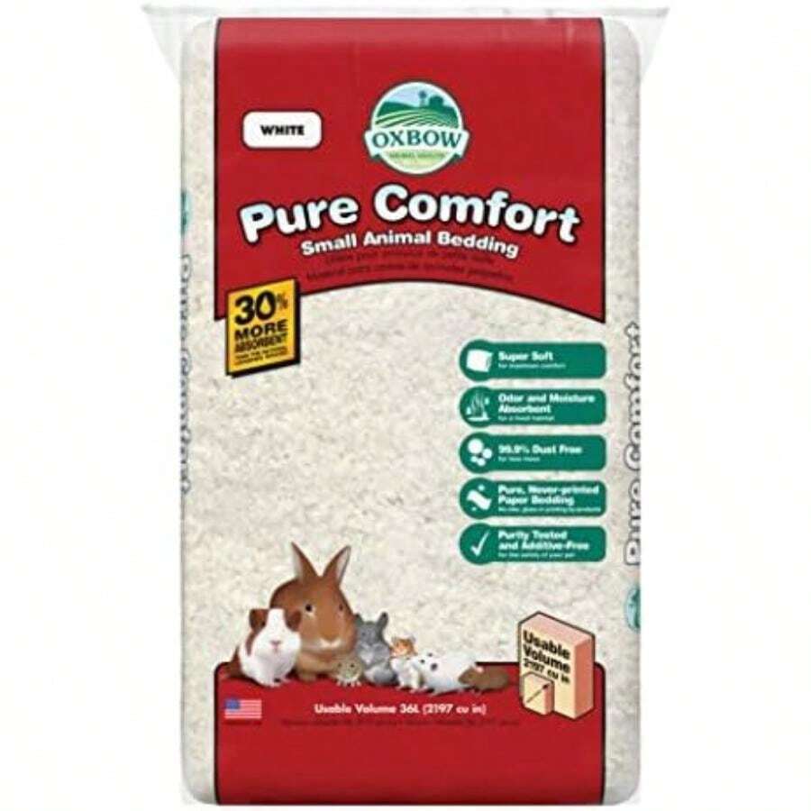 Oxbow Pure Comfort - Ropa de Cama de Animales pequeños, Absorbente de olores y Humedad, Ropa de Cama sin Polvo para Animales pequeños, Color , Bolsa de 36 litros(Blanco 36 Liter) - Multicolor - Ver 1