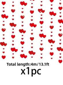 5/2/1 Set Red Hanging Heart Shaped Streamers Banner, Suitable For Anniversary, Mother's Day, Valentine's Day, Wedding Decoration, Party Supplies - Red - View 8