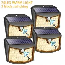 70 LED Solar Powered Flood Light, Warm Light Mode, IP65 Waterproof, 3 Lighting Modes. Suitable For Garden, Pathway, Corridor And Patio Lighting. Ideal Gift For Halloween And Christmas. - Warm Light - View 10