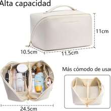Bolsa de cosméticos para viaje, organizador de artículos de tocador, gran capacidad con ranuras divididas para cepillos, adecuada para cosméticos, artículos de tocador, cepillos, botellas - Rosa - Ver 7