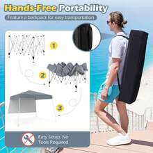 10 X 10FT Pop Up Canopy Tent W/ 1 Sidewall Portable Backpack, 4 Stakes Slant Leg - Default - View 8