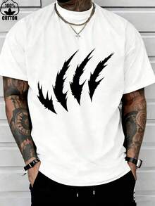 Men's New Fashionable Casual T-Shirt Black T Shirt With White Claw Design Men's Casual Graphic Tee Fashion Streetwear Top Fun Printed Round Neck Short Sleeved Shirt Suitable For Holiday Partiesoutingssports Events - 白色 - 查看 4
