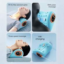 Neck Massager , Neck And Shoulder Relaxer With Heat, 3 Modes, Portable Pillows For Pain Relief And Muscle Relax, 26° Angle Cervical Traction Device For Back, Shoulder - Dark Blue - View 4