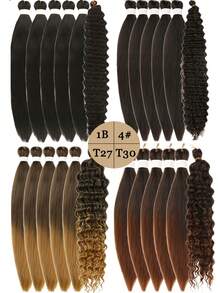 6 Packs Of 26 Inch Pre-Stretched Bohemian Style Braiding Hair Extensions, Suitable For Braiding, Curling, Deep Curly Bohemian Braids, Synthetic Bohemian Deep Curly Crochet Braids - Multicolor - View 3