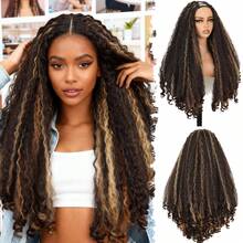 طقم شعر مستعار كامل للرأس من الألياف الصناعية الناعمة والمجعدة بشكل كيني أفرو، طقم شعر مجعد فاخر بتقسيمة على شكل V للنساء، بطول 20 بوصة - متعدد الألوان - مشاهدة 15