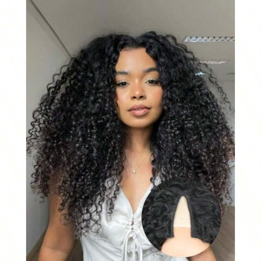 DV Part Burmese Curly Wig For  Gluel Protein Silk Synthetic Curl Upgraded U Part Wigs Soft Natural Human Hair Feel Lightweight Beginner Friendly Upart Daily Wear/ Time-Saving Vpart - V字假髮 - 查看 1