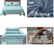 Genrico Sbanas Polares Fleece para Invierno - Ultra Suaves y Clidas - Anti-Pilling Juego Completo Individual, Matrimonial y King Size - Azul Cielo, Individual - azul cielo+individual - Ver 25