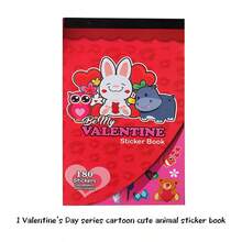 1 Book 6 Pages 180pcs Cute Rabbit Stickers For Valentine's Day