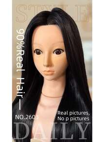 22 Inch 90% Real Human Hair Mannequin Head, Beauty Salon Hairstyle Training Model With Tabletop Clamp, For Hair Extensions Practice - Multicolor - View 15