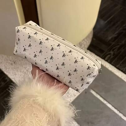 1 Elegant Black Bow Pencil Case - Large Capacity Makeup Organizer & Stationery Storage Box, With Zipper Closure, Office Organizer Bag, Durable Canvas Pencil Case Suitable For University, Work, Gift Giving - Elegant Desktop Decoration, Charming Pattern Design, High-Quality Zipper, Sturdy Structure, Office Professional Essential, Office Organization, Gift For Her, Fashion Accessories, Decorative Storage, High-Quality Fabric, Durable Zipper, Desktop Organizer, Office Worker